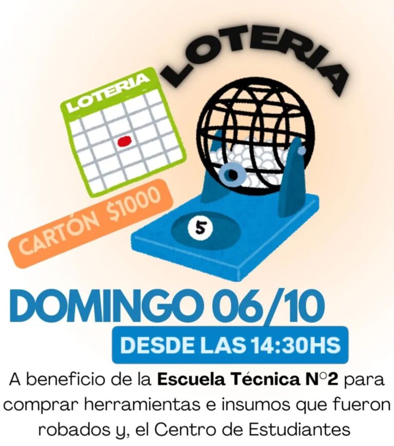 Gran Lotería Familiar a beneficio de la Escuela Técnica N°2