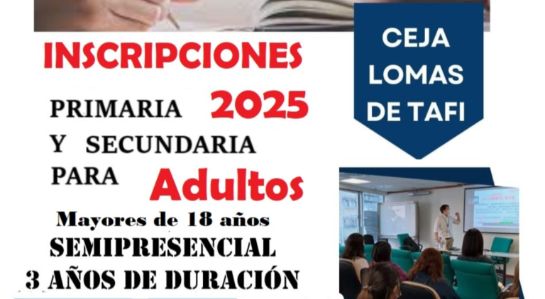 Inscripciones abiertas en CEJA Lomas de Tafí para primaria y secundaria de jóvenes y adultos
