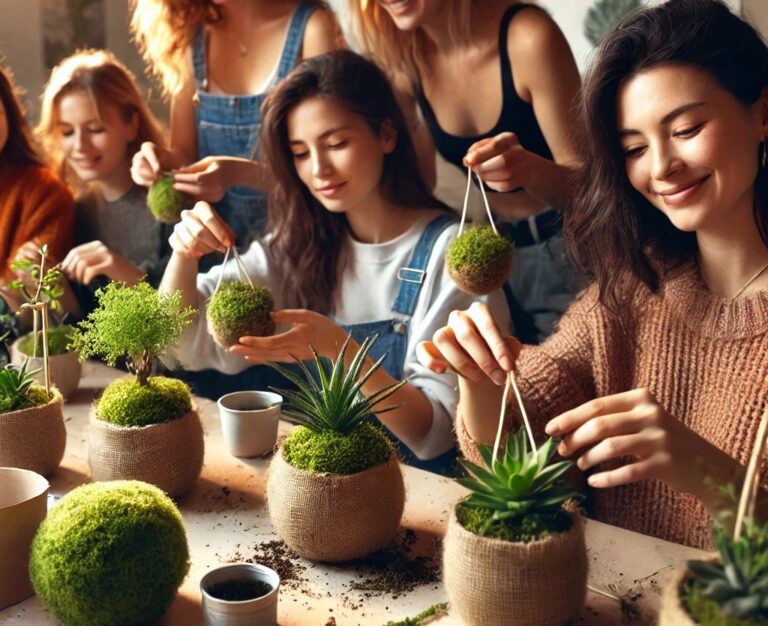 Mujeres taficeñas participaron de un taller de kokedamas