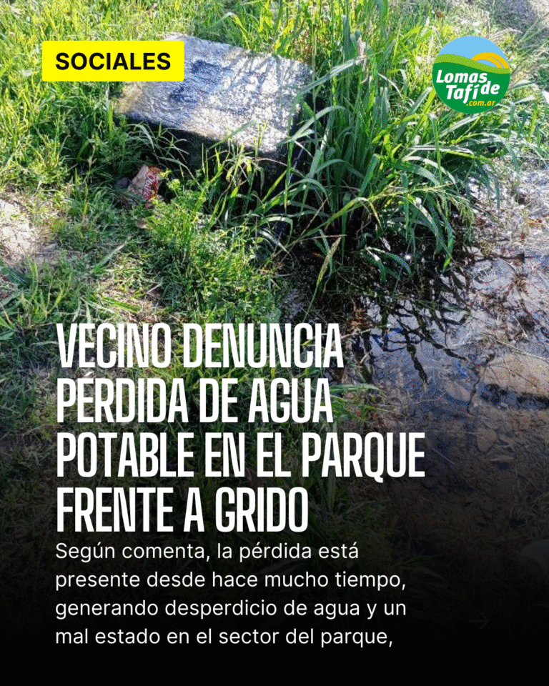 Vecino denuncia pérdida de agua potable en el parque frente a Grido
