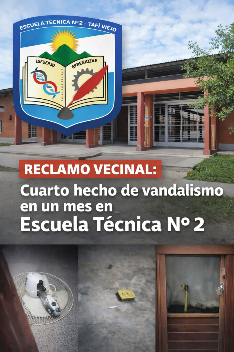 Indignación en la Escuela Técnica N° 2: denuncian cuarto hecho de vandalismo en un mes