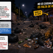 Basura desparramada en calle Carbajal de Lomas de Tafí: ¿culpa de los bares?