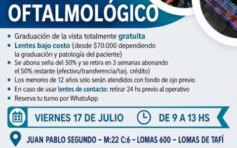 Operativo oftalmológico gratuito en Lomas de Tafí: lentes a bajo costo