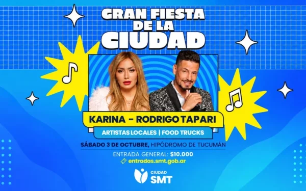 ¡Karina y Rodrigo Tapari vibrarán en la Gran Fiesta de la Ciudad!