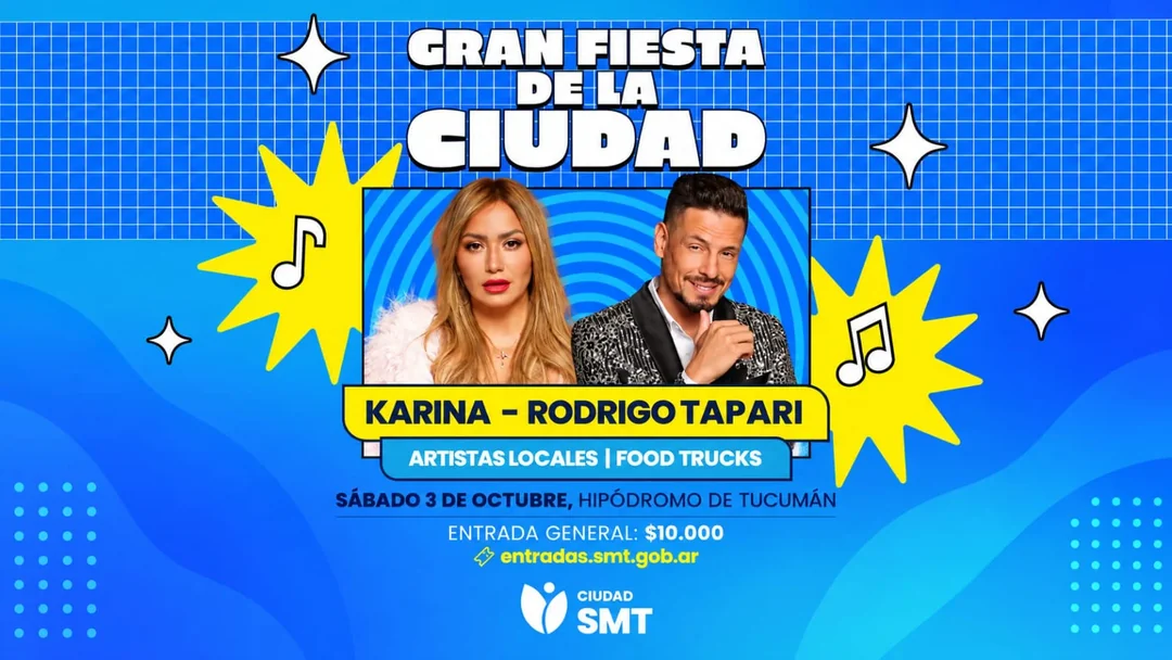 ¡Karina y Rodrigo Tapari vibrarán en la Gran Fiesta de la Ciudad!