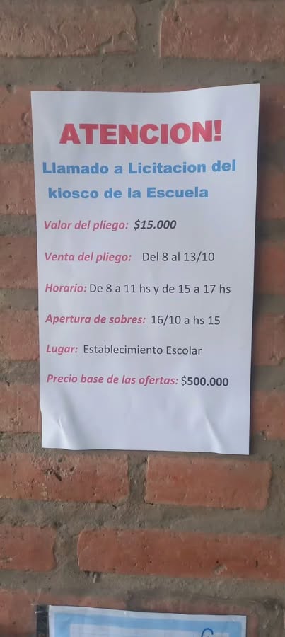 Lomas 600 abre la licitación del kiosco escolar: pliegos desde $15.000 y una base de $500.000